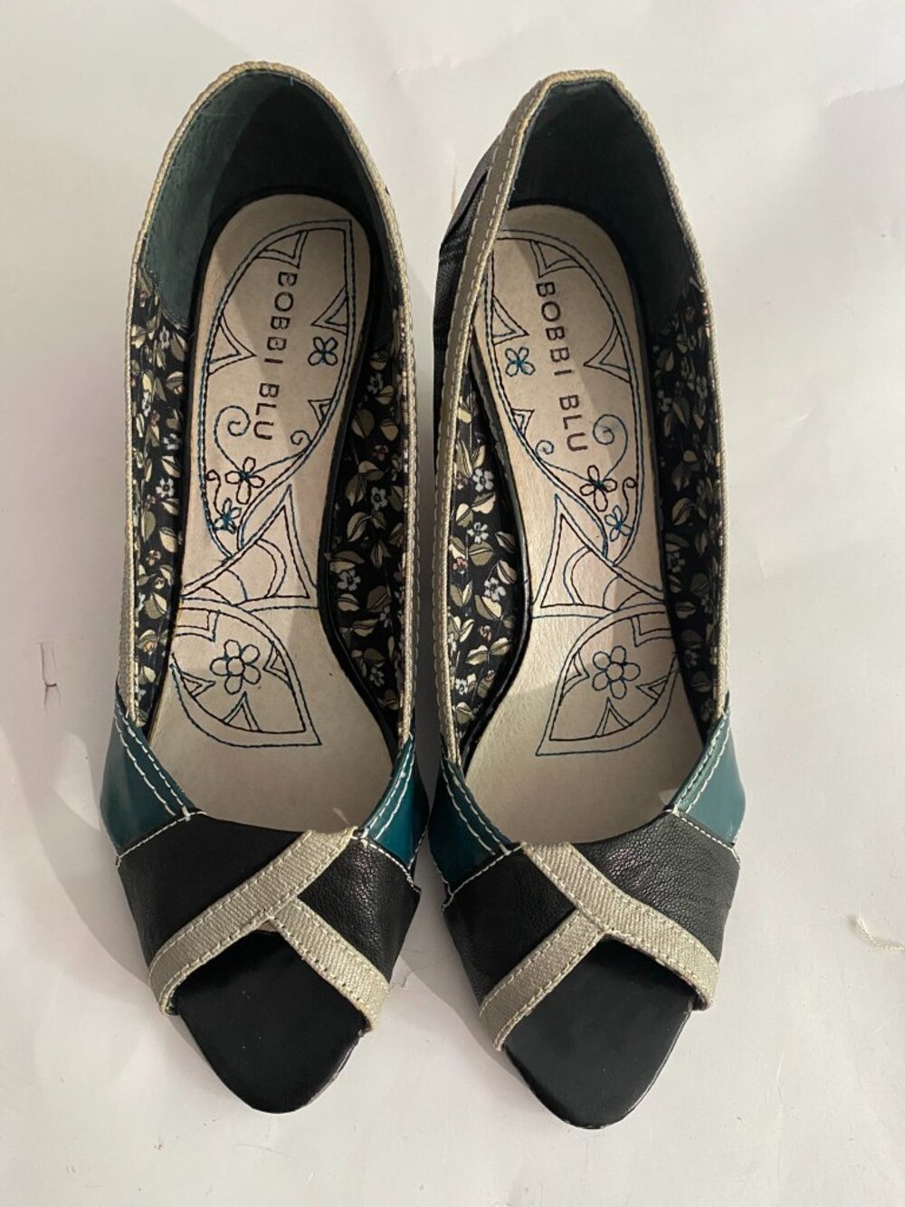 Bobbi Blu Statement Peep Toe Leather Shoes
